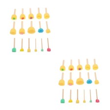 64Pcs Reusable Kids Sponge Paint Brush Set Wood Handle for DIY Arts and Crafts