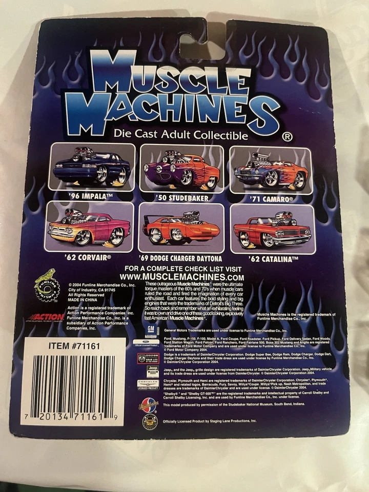 Muscle Machines 1969 Dodge Charger Daytona Green White Tire 1:64 - Image 2 of 2