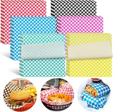 Deli Paper Sheets 126P 11.5x11.5 In Checkered Sandwich Paper Wraps 6 Colors Bask
