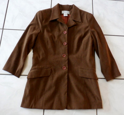 Vintage Saks Fifth Avenue Folio Collection brown Blazer 3/4 Sleeve Sz 8 H551