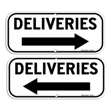 Deliveries Sign with Arrow, 2Pack 14x6 Inches Rust Free Aluminum Sign, Weathe...