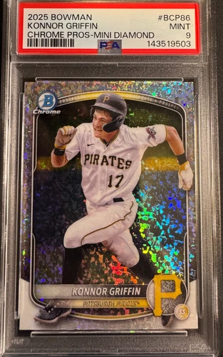 2025 Bowman Chrome Prospects Konnor Griffin #BCP-86 Mini-Diamond Refractor PSA 9
