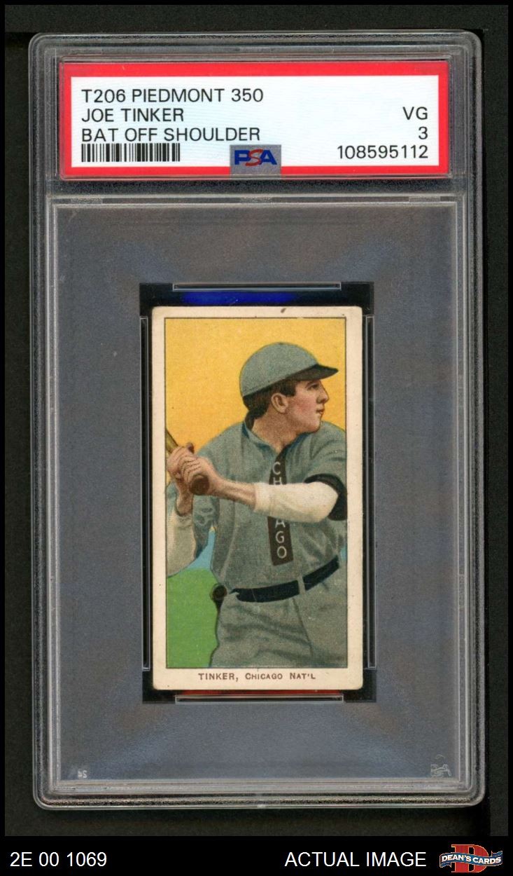 1909 T206 Joe Tinker Bat On Shoulder Cubs HOF VARIATION PSA 3 - VG