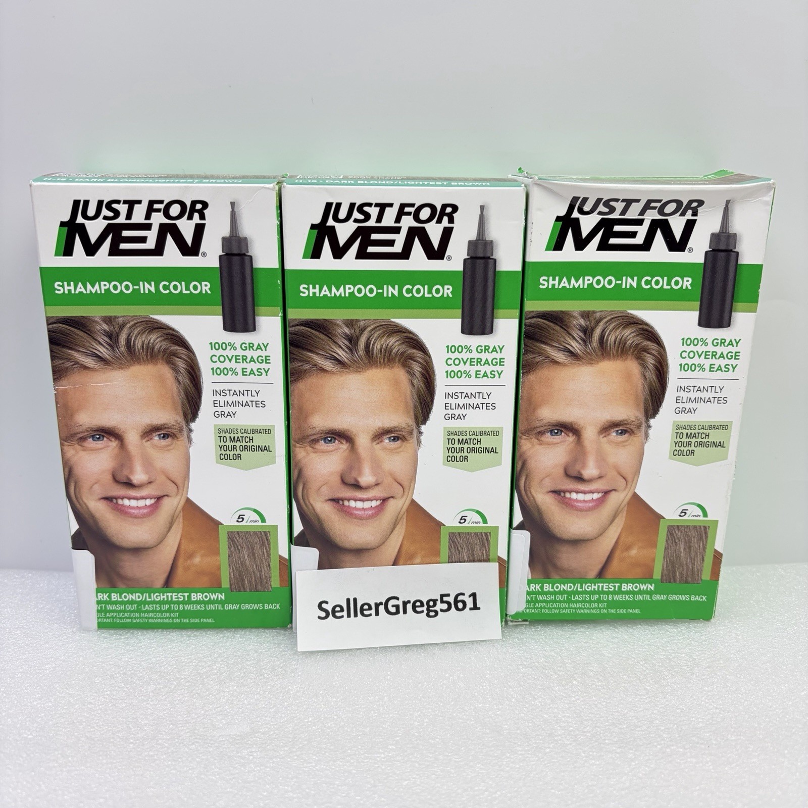 Just For Men -H-15 Dark Blond / Lightest Brown - Shampoo In Hair Color, 3 PACK