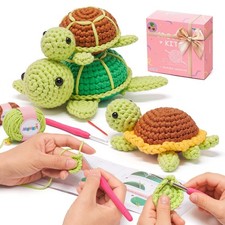 Beginner Crochet Kit with 40 Extra Yarn, Pre-Started Yarn  Video Tutorials ...