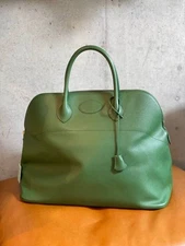 HERMES Bolide 45 Cushvel Bamboo Green Gold Hardware X-Engraved Women's Handbag