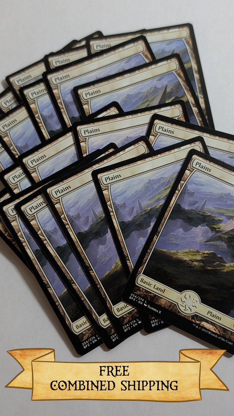 20x Plains (254) - Full Art Battle for Zendikar Regular
