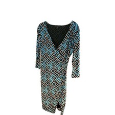 I.N.C. INTERNATIONAL CONCEPTS Geometric Matte Jersey Faux Wrap Dress Size PM