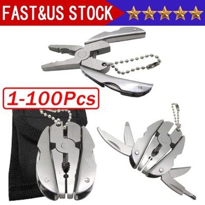 Pocket Multi Tool Pliers Mini Folding Key Chain Fishing Camping Small Pliers Lot