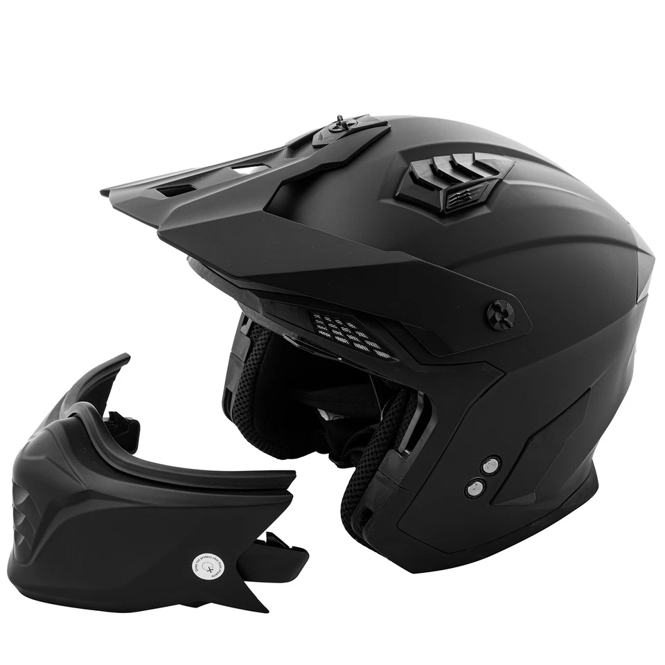 Casque Moto Jet Cafe Racer Homologué ECE 22-06 Scooter Custom Noir Mat - Photo 4/4