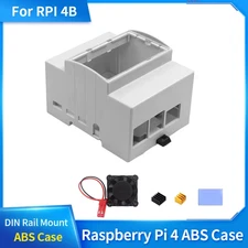 Raspberry Pi 4 ABS Case DIN Rail Mount Large Inner Space Compatible with Various