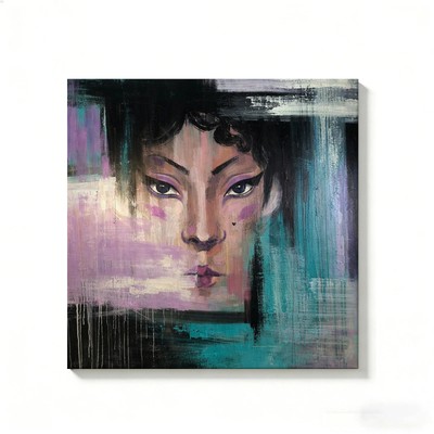 Color Blocks Canvas Painting 2D Flat Frameless Wall Art for Home Office Decor