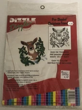 Dizzle Christmas Deer Pre Shaded Iron Own Transfer 1990 Vintage Bx1