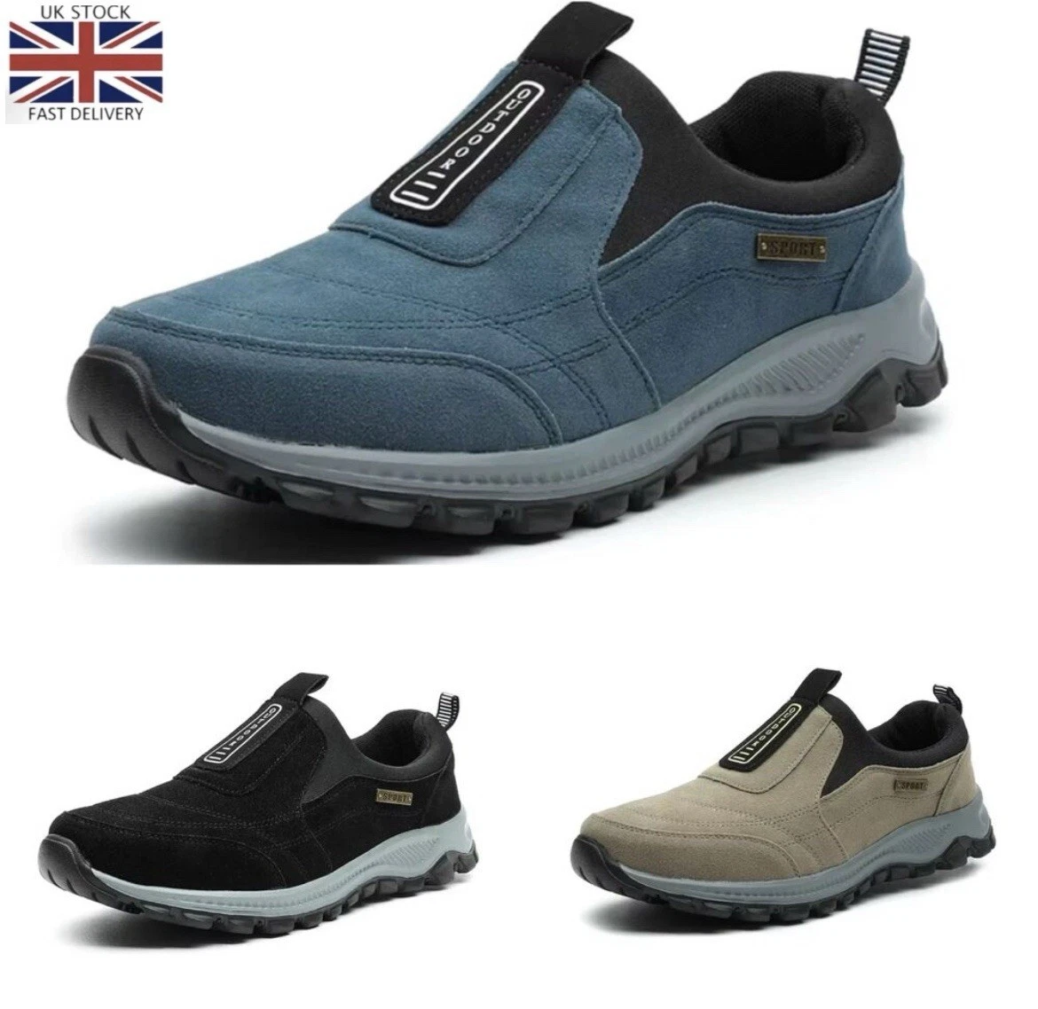 Mens Sport Walking Slip On Running Shoes Hiking Boots Pure Comfort Casual Sizes