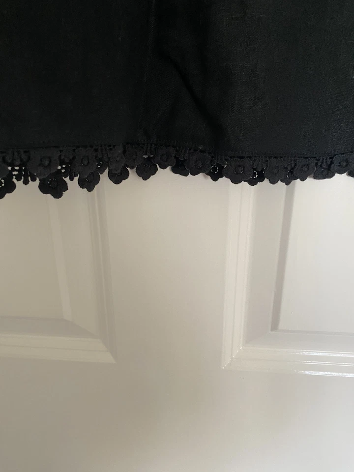 Ladies Tunic Top by ELLEN REYES size M Medium, Black Linen w Embroidery, NWT - Image 3 of 4