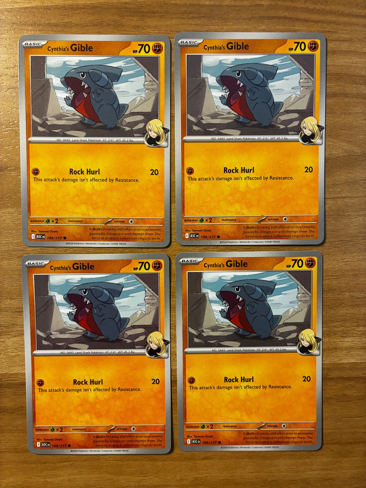 4x Cynthia's Gible (Playset) - Ascended Heroes 109 - Non-Holo - Pokemon