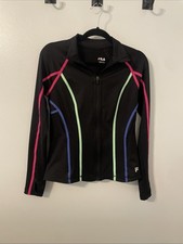 Fila Sport Women s Small Black W/ Colored Seams Full-Zip Athletic Jacket NWOT