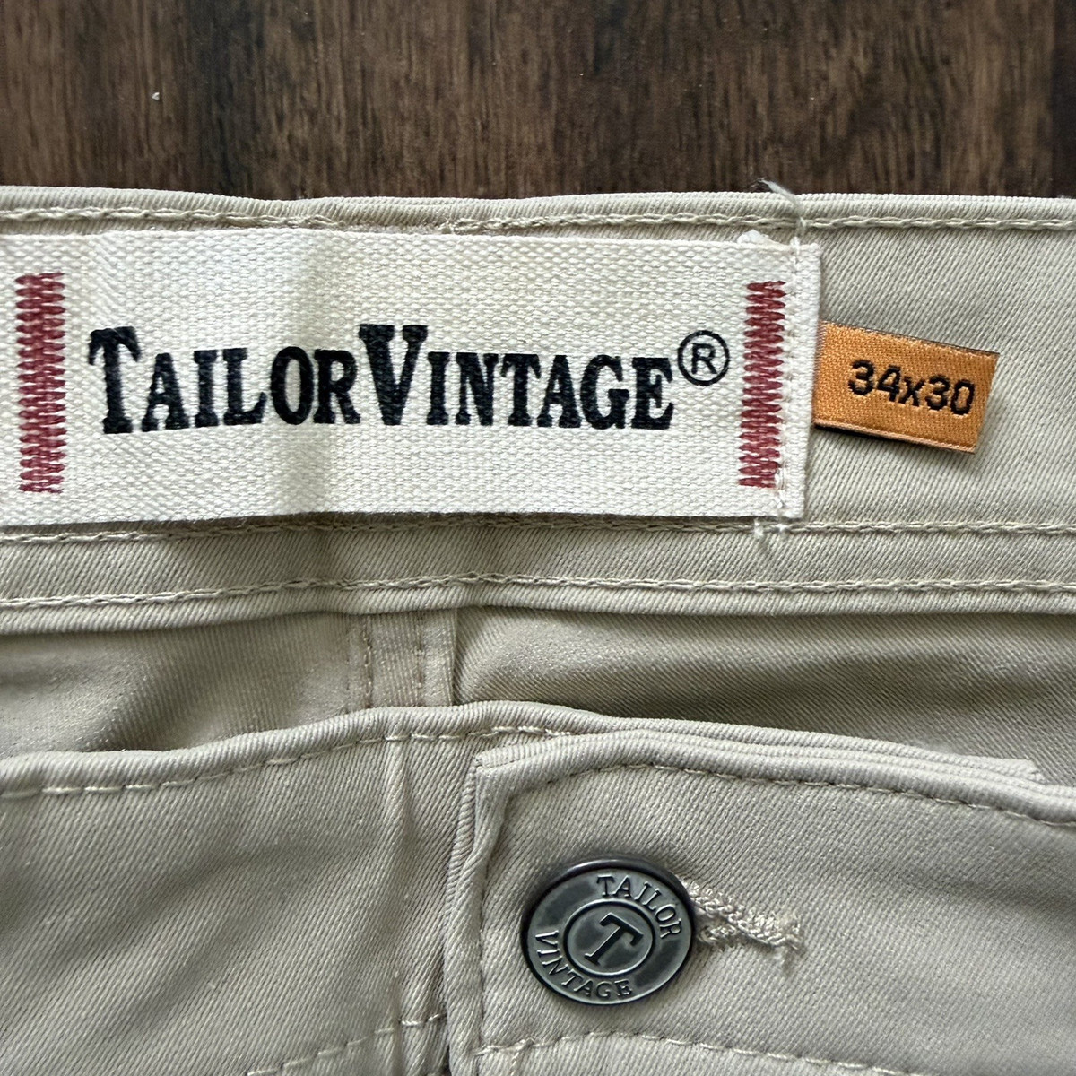 Tailor Vintage NWT Mens 34x30 Tailor Smart Pants Stone Canaan Slim Fit NWT $98 View 4