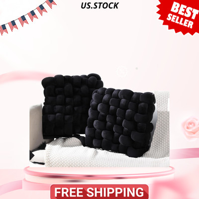 NEW 2 Pcs Knot Pillows Square Plush Cushion 12x13 Black Crystal Velvet