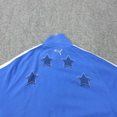 Italy Soccer Jacket Mens Large Blue FIGC Puma Full Zip Cotton