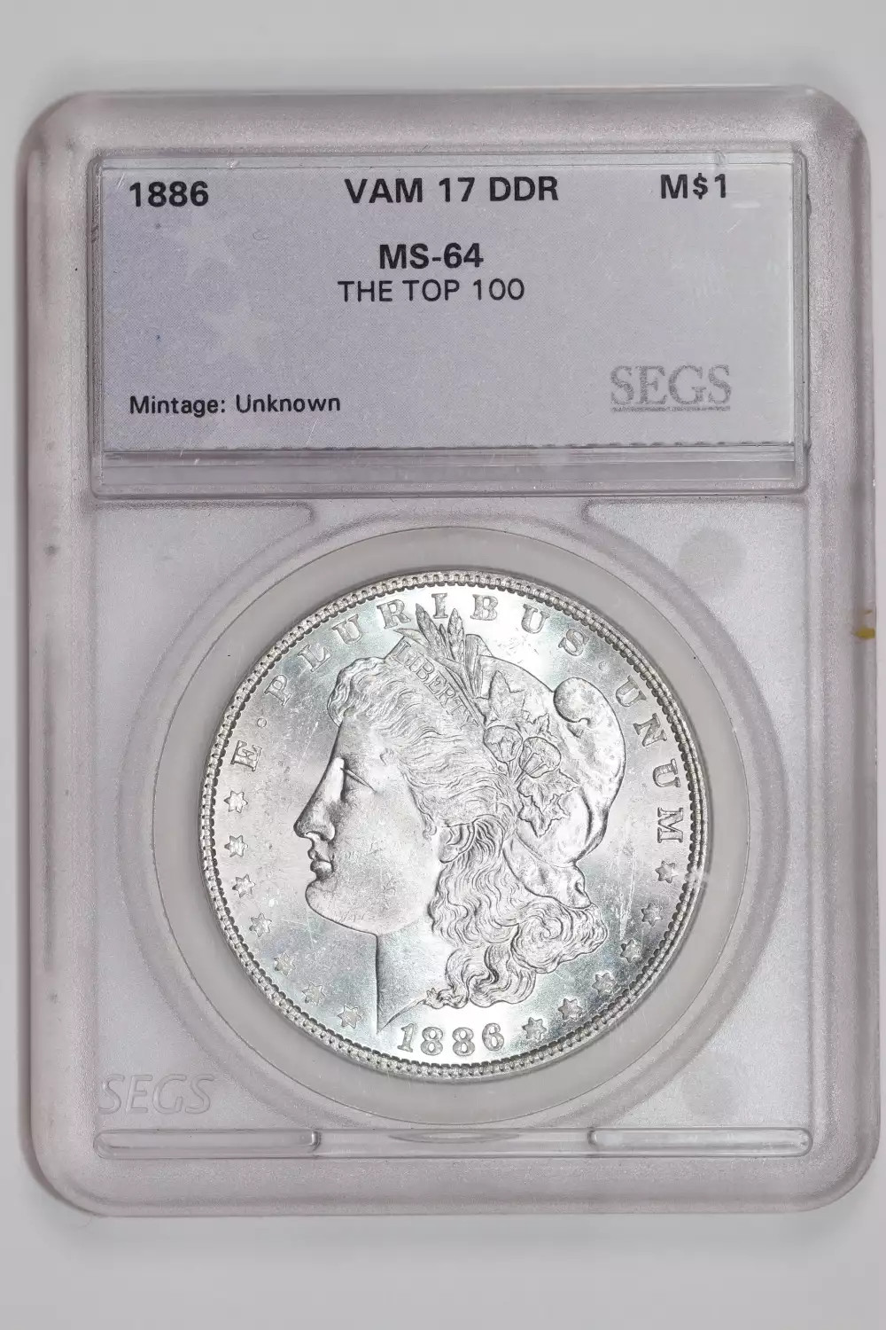 1886 VAM-17 DOUBLED DIE REVERSE TOP 100 MORGAN DOLLAR CHOICE UNC++