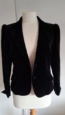 Vintage JAEGER Black Velvet Jacket Small 10 Puff Sleeves Victoriana Gothic