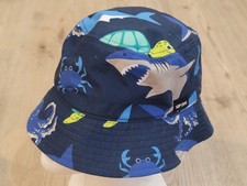 Kids Surf Style Blue Bucket Hat Cap Sharks Turtles