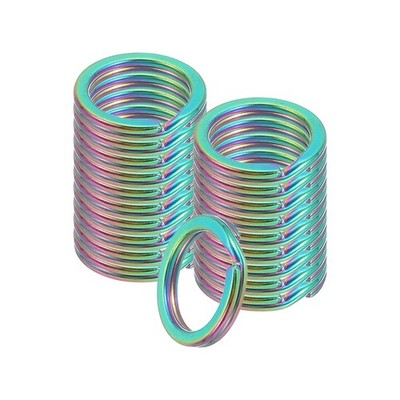 20pcs 15mm Stainless Steel Flat Split Keychain Rings 1.5mm Thick Rainbow