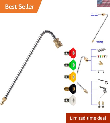 #ad Versatile 13quot; Stainless Steel Gutter Cleaning Wand with 5 Quick Connect Nozzles $24.79