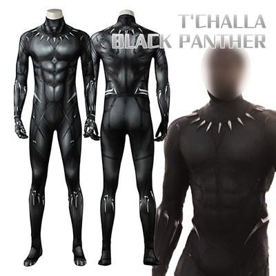 Black Panther Mens T'Challa Cosplay Costume Jumpsuit Catsuit Halloween Carnival