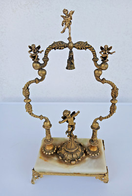 Vintage Victorian Onyx Marble Base Pocket Watch Holder 30cm