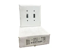 10 PACK  TAYMAC WJW-TT 2-Gang 2-Toggle Metal Wallplate Jumbo  White Smooth
