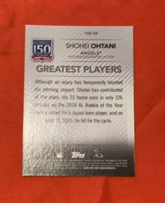 2019 Topps Update 150-38 Shohei Ohtani Greatest Players Insert