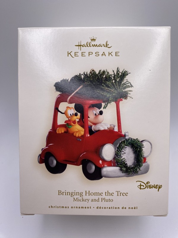 Hallmark Keepsake Disney Bringing Home the Tree Mickey Pluto 2008- NEW- READ