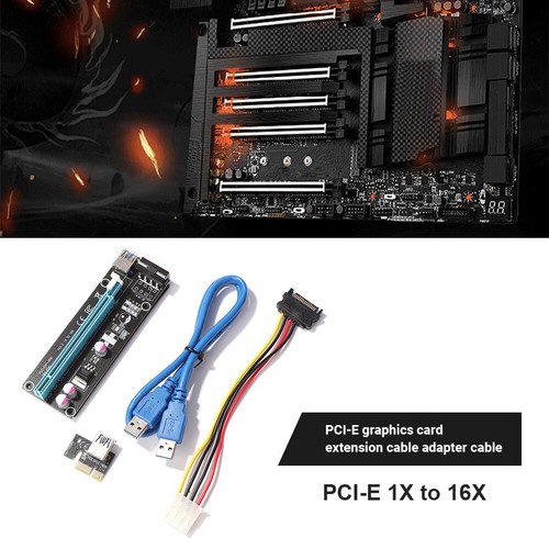 PCI-E Riser Card PCI Express 1x to 16x Extender Adapter for Graphics Card - Afbeelding 2 van 12