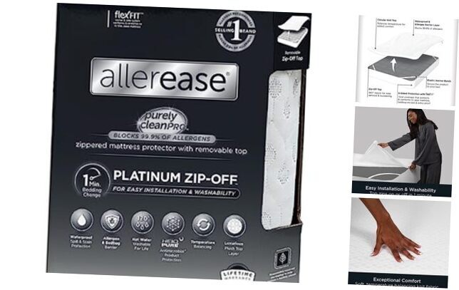 AllerEase Platinum Zip-Off Top Mattress Protector Queen