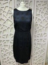 Silk Ladies Dress Size 12 Alex & Co Blue Satin Black Lace 