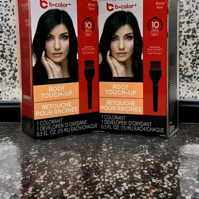 b. Color Permanent Root Touch Up 10 Minute Formula  Black NEW LOT OF 2  