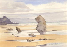 Geoffrey Plant (1939-2000) - 20th Century Watercolour, Rock on the Beach
