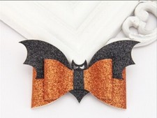 2 pc Halloween Bat DIY hair bows pre-assembled just add clip or headband Glitter