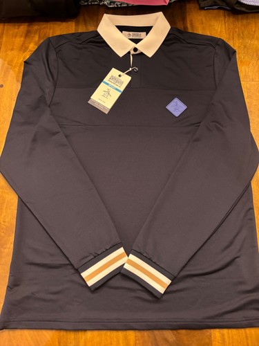 NWT MEN'S ORIGINAL PENGUIN LS POLO, SIZE: M, COLOR: BLACK IRIS (M14)