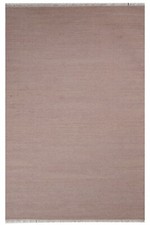 Hand Woven Flat Weave Kilim Wool Area Rug Solid Light Brown BBH Homes BBD00111