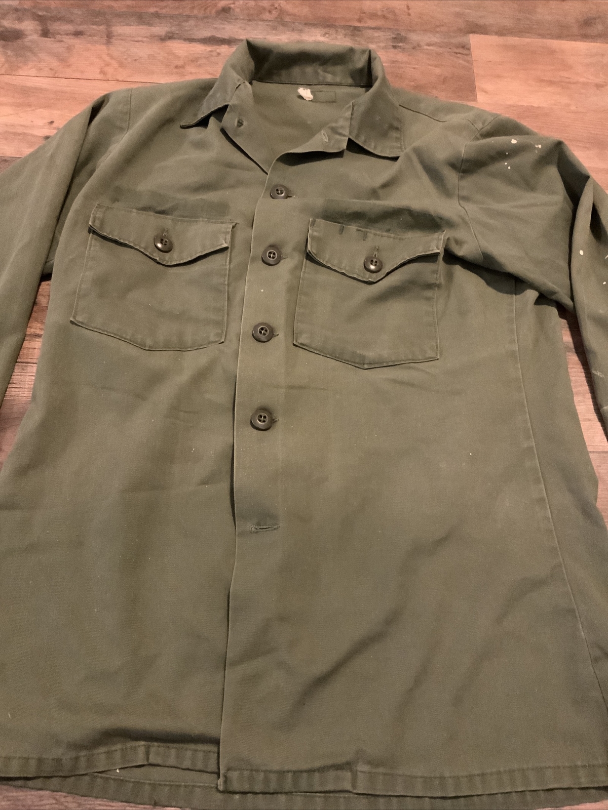Vintage 1950s US Army Military Utility Field Shirt OD… Gem