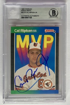 CAL RIPKEN JR. SIGNED 1989 DONRUSS BONUS MVP BC-15 BECKETT AUTHENTIC AUTO