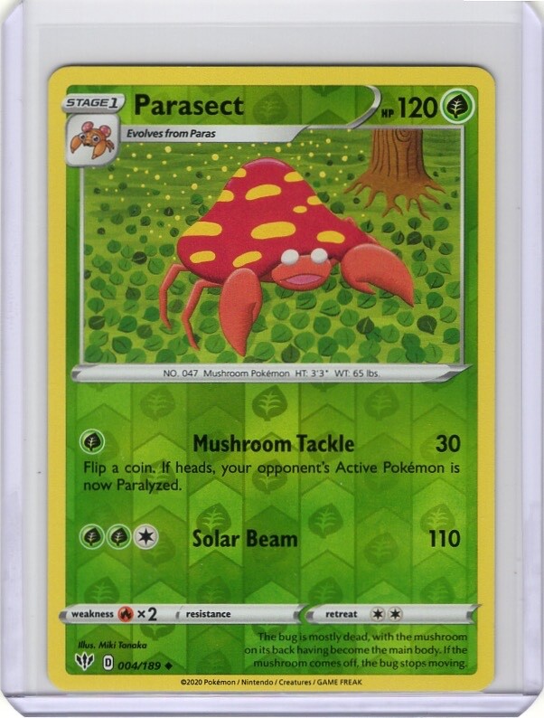 Pokemon TCG Parasect Reverse Holo #4 Darkness Ablaze 2020