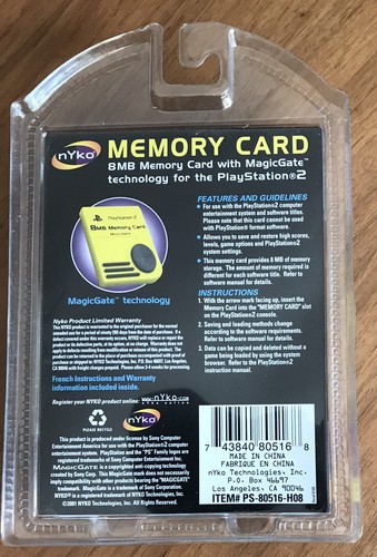 Nyko Purple Blue Sony Playstation 2 PS2 Memory Card 8MB Magic Gate New Sealed - Picture 2 of 2