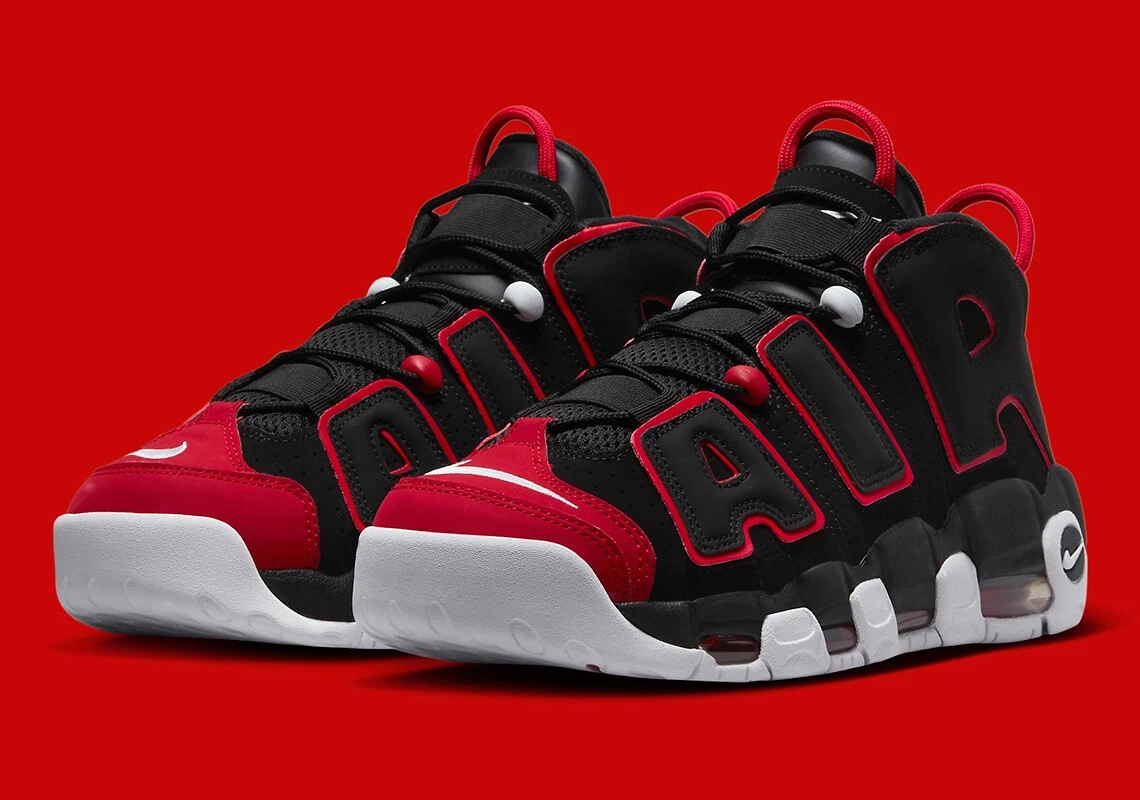 nike air uptempo black red