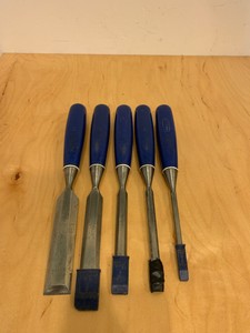 Vintage Set of Five Marples Blue Handle Woodworking Paring Vintage Set of Five Marples Blue Handle Woodworking Paring