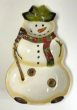 Dario Farrucci Holiday Winter SNOWMAN Chip and Dip Serving Tray