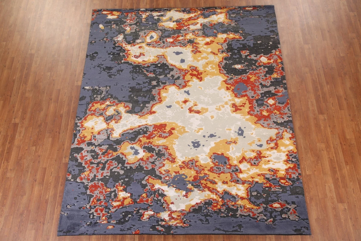 Black Friday Sale Abstract 8x10 Modern Indian Area Rug Hand